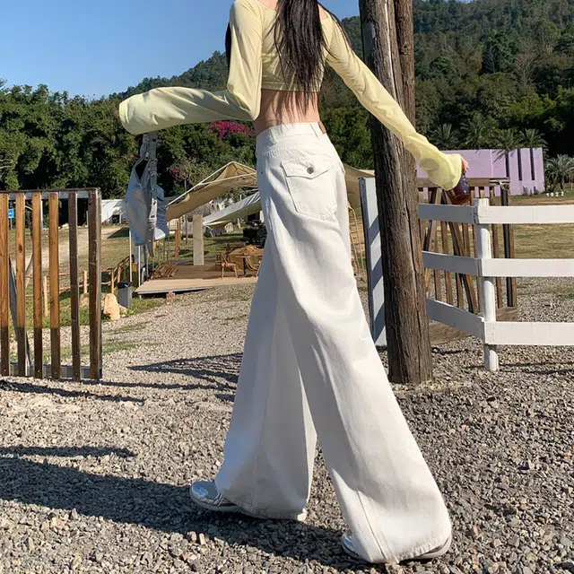 如续 阔腿秋冬季高腰宽松复古慵懒垂感拖地裤莱赛尔牛仔裤 女款