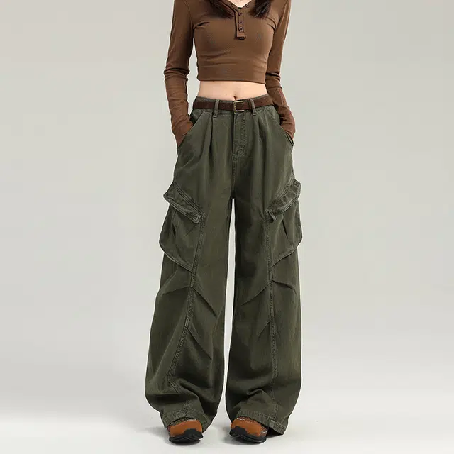 如续 轻美式辣妹工装裤阔腿宽松牛仔裤 女款