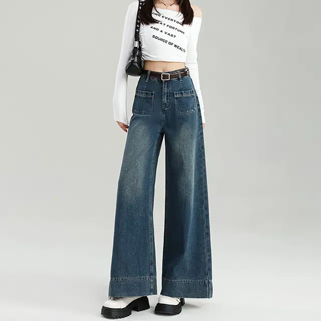 如续 直筒女早秋宽松显瘦美式爆款阔腿百搭高腰时尚舒适牛仔裤 女款