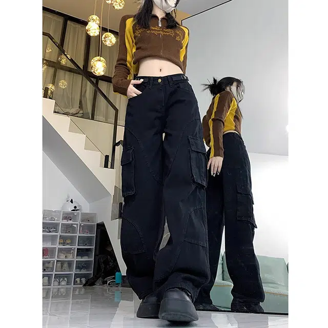 如续 美式复古高街工装休闲高腰牛仔裤 女款