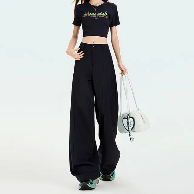 如续 如续弯刀裤透气高腰垂感宽松直筒阔腿裤休闲裤 女款