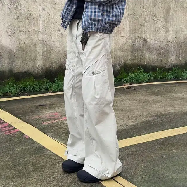 如续 美式复古解构多口袋弯刀工装裤潮牌设计感宽松阔腿休闲长裤子牛仔裤 男女同款