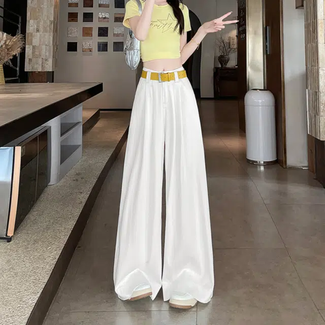 如续 宽松天丝阔腿女夏季薄款高腰垂感褶皱大裤拖地牛仔裤 女款