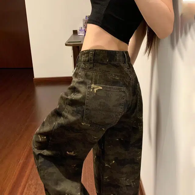如续 潮流美式复古小众设计感微喇不贴腿宽松长裤百搭舒适休闲拖地牛仔裤 女款