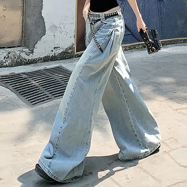 如续 美式复古宽松设计感小众直筒牛仔裤 女款