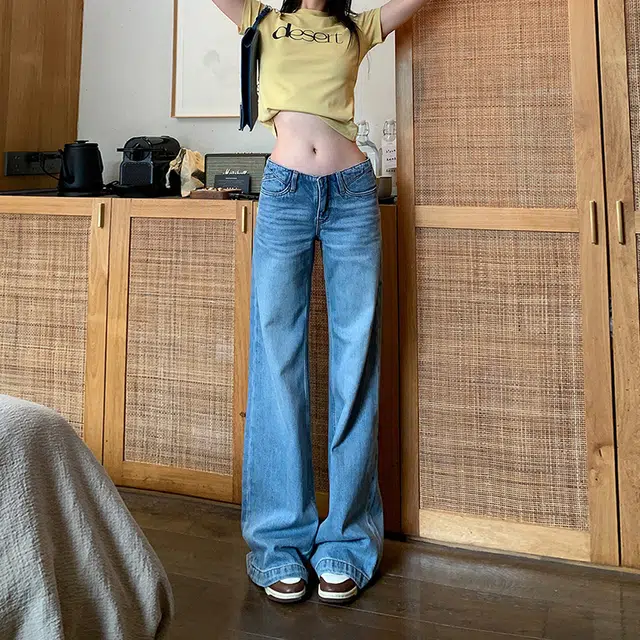 如续 夏季无腰头凉感天丝复古水洗低腰垂感直筒女百搭时尚简约设计舒适牛仔裤 女款