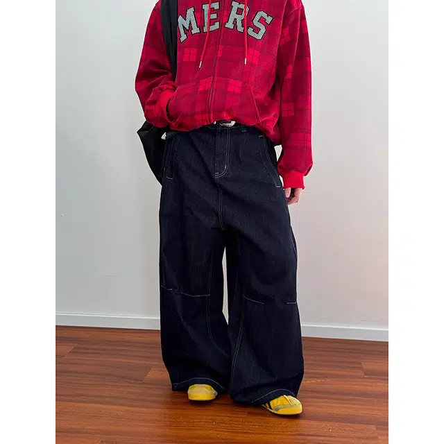 如续 美式复古风丹宁原色宽松直筒长裤潮流简约高级感阔腿休闲牛仔裤 男女同款