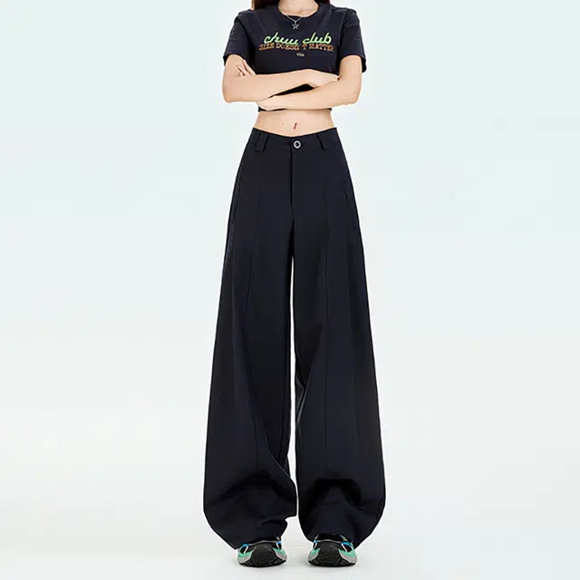 如续 如续弯刀裤透气高腰垂感宽松直筒阔腿裤休闲裤 女款