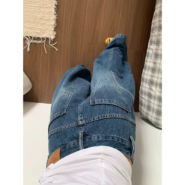 如续 美式复古百搭基础款弯刀长裤潮流显瘦廓形垂坠感舒适休闲牛仔裤 女款