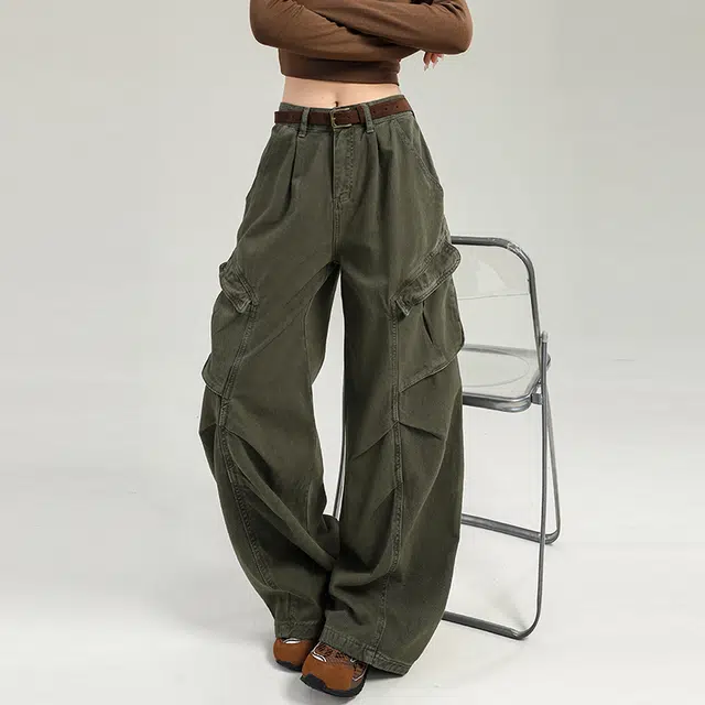 如续 轻美式辣妹工装裤阔腿宽松牛仔裤 女款