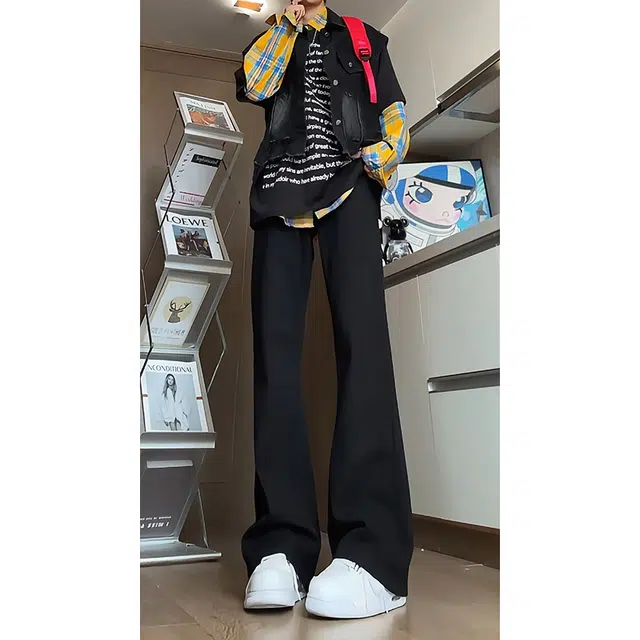 如续 美式复古水洗做旧基础款微喇长裤潮流百搭舒适休闲垂坠感牛仔裤 男女同款