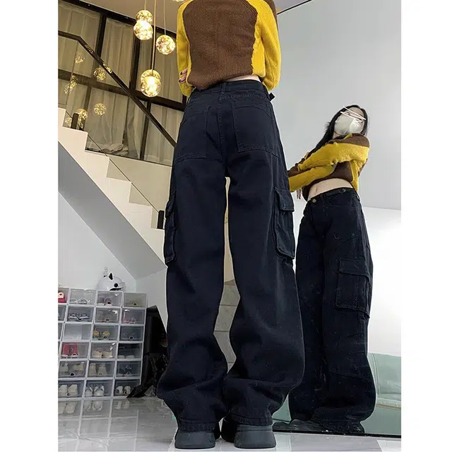 如续 美式复古高街工装休闲高腰牛仔裤 女款