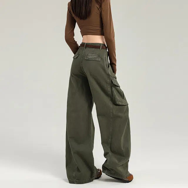 如续 轻美式辣妹工装裤阔腿宽松牛仔裤 女款
