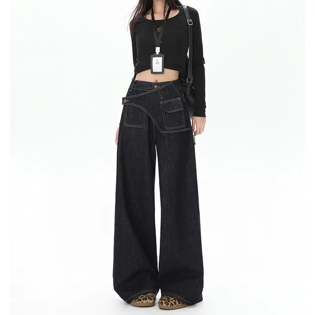 如续 设计感阔腿女宽松显瘦高街爆款超火直筒裤牛仔裤 女款