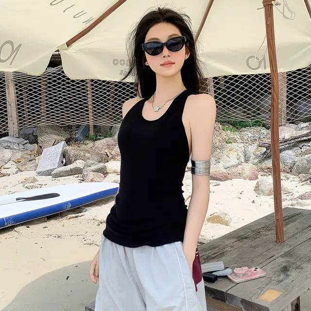 如续 美式复古辣妹挂脖外穿内搭扭结美背背心 女款