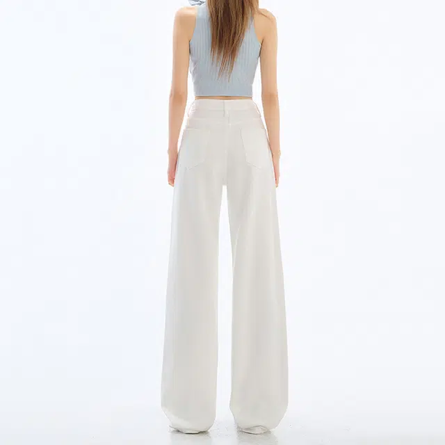 如续 小个子窄版阔腿裤女高腰收腹显瘦宽松拖地裤九分常规加长牛仔裤 女款