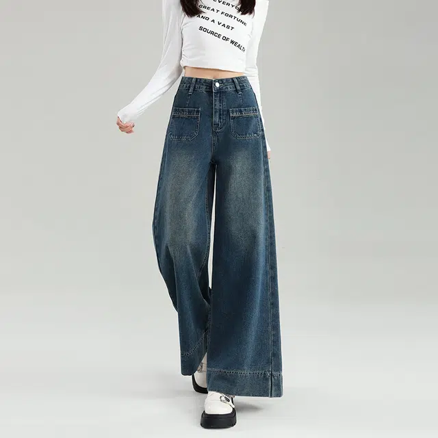 如续 直筒女早秋宽松显瘦美式爆款阔腿百搭高腰时尚舒适牛仔裤 女款