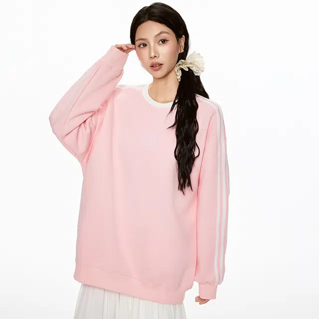 如续 樱绽芳华 韩系三条杠圆领套头秋冬慵懒风上衣卫衣 女款