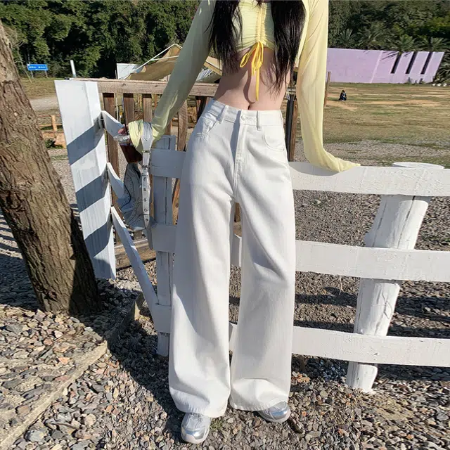 如续 阔腿秋冬季高腰宽松复古慵懒垂感拖地裤莱赛尔牛仔裤 女款
