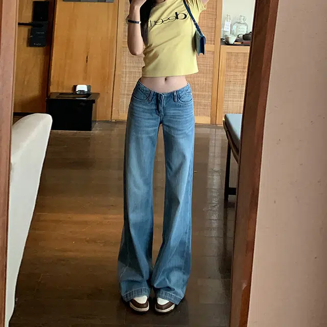 如续 夏季无腰头凉感天丝复古水洗低腰垂感直筒女百搭时尚简约设计舒适牛仔裤 女款