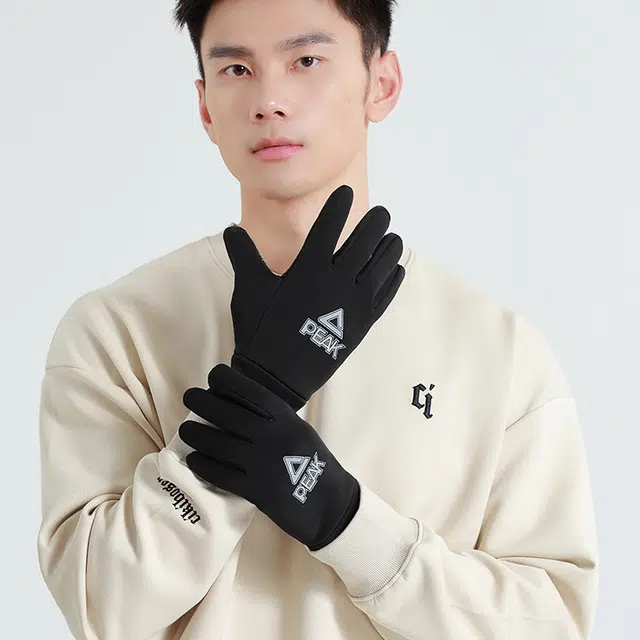 匹克 骑行可触屏柔软舒适 亲肤恒温 跑步健身摩托车滑雪自行车  秋冬季防风防水保暖 聚酯纤维 运动手套 男女同款情侣款