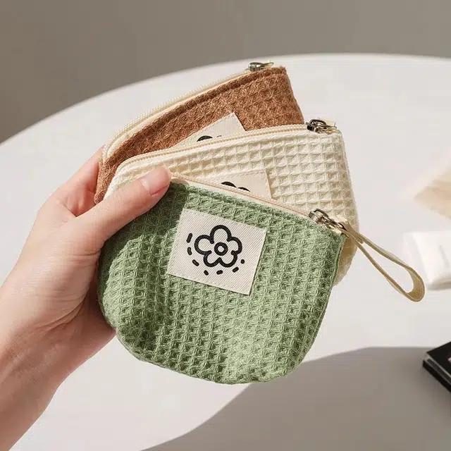 悦初美 迷你华夫格 化妆包 便携 口红包 化妆工具