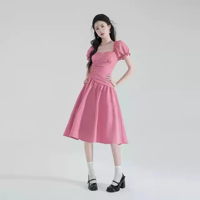 格子苔 舒适时尚简约通勤短袖连衣裙 女款