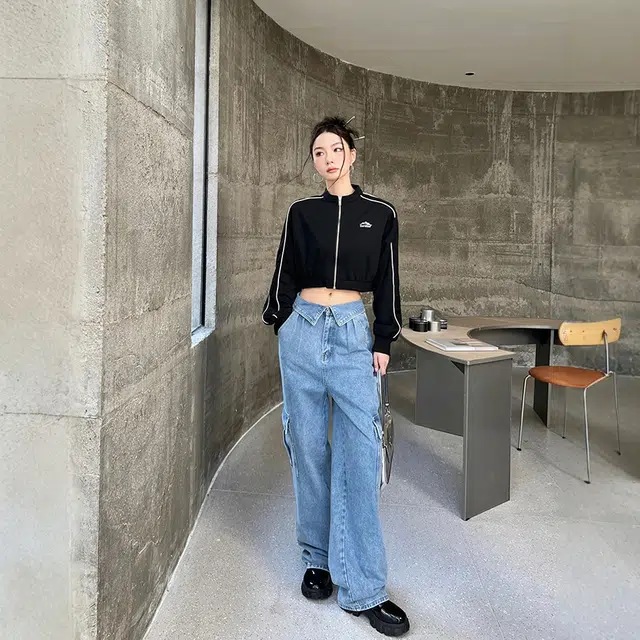 格子苔 美式学院风刺绣宽松长袖卫衣 女款