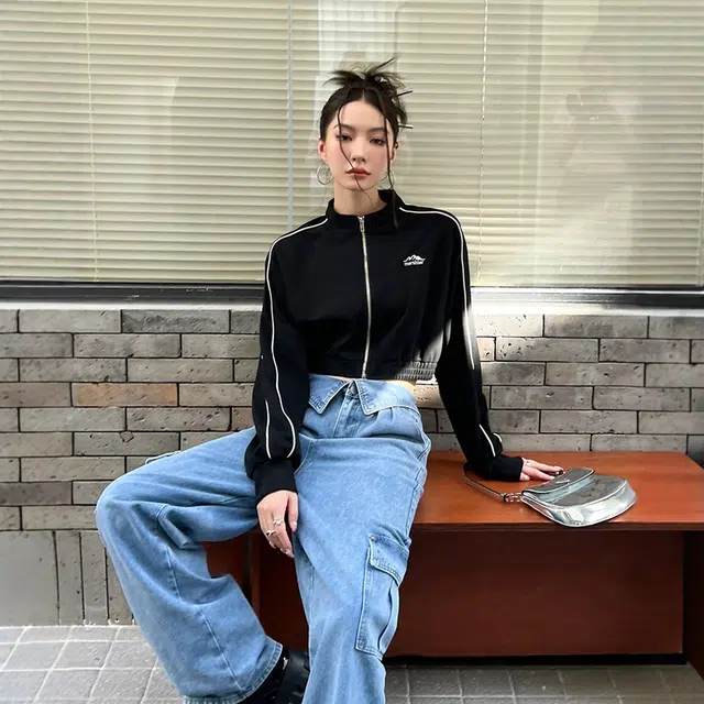 格子苔 美式学院风刺绣宽松长袖卫衣 女款