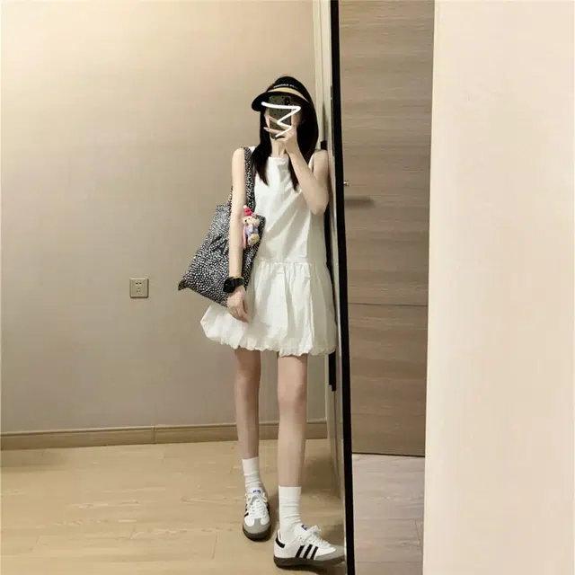 格子苔 法式花苞子小个子背心小众蓬蓬无袖连衣裙 女款