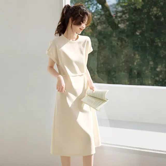 格子苔 休闲百搭显瘦短袖连衣裙 女款