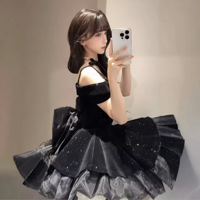 格子苔 法式甜辣妹女夏季高级感赫本风公主裙收腰服蓬蓬裙子吊带连衣裙 女款