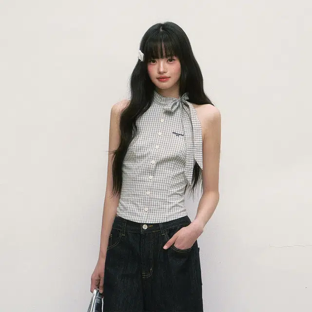 格子苔 格子无袖高级感露肩绝美法式外穿背心 女款
