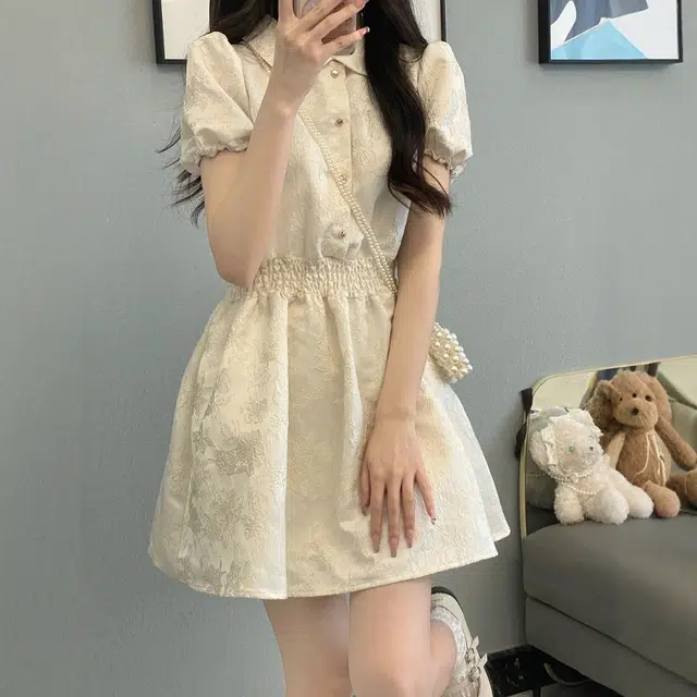 格子苔 简约舒适时尚休闲百搭短袖连衣裙 女款
