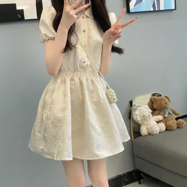 格子苔 简约舒适时尚休闲百搭短袖连衣裙 女款
