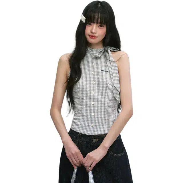 格子苔 格子无袖高级感露肩绝美法式外穿背心 女款