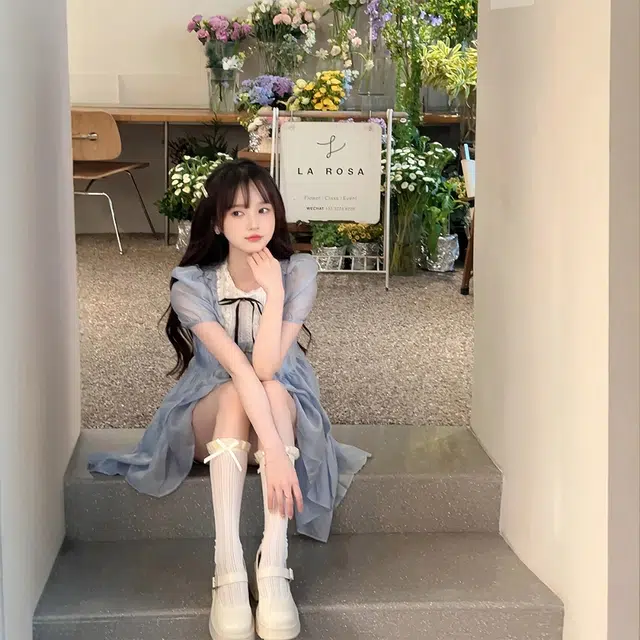 格子苔 夏日法式圆领泡泡袖小仙女娃娃裙短袖连衣裙 女款