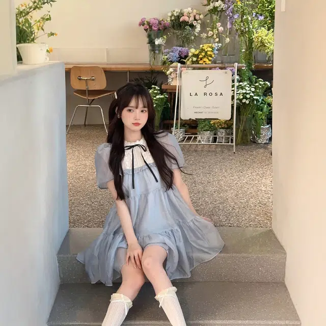 格子苔 夏日法式圆领泡泡袖小仙女娃娃裙短袖连衣裙 女款