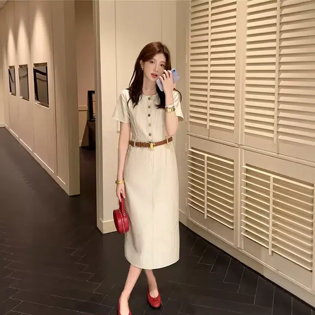 格子苔 简约百搭时尚休闲短袖连衣裙 女款