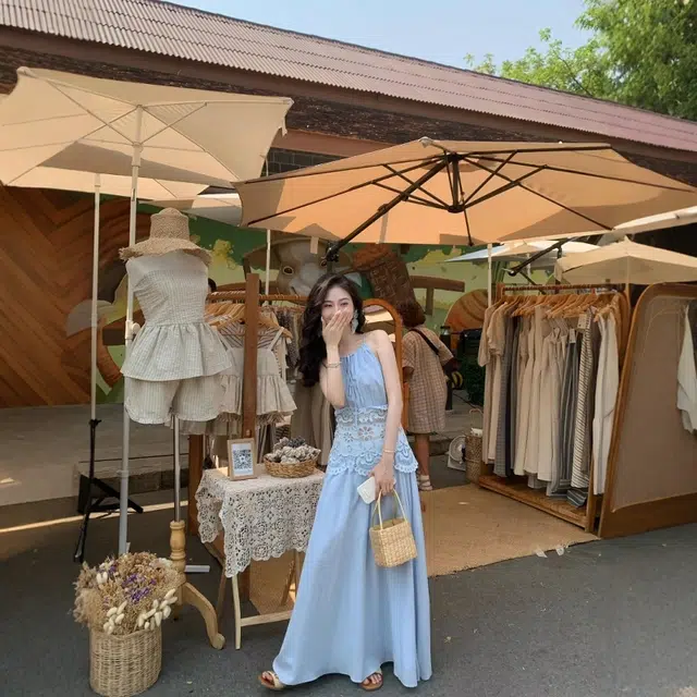 格子苔 百搭简约舒适时尚休闲无袖连衣裙 女款