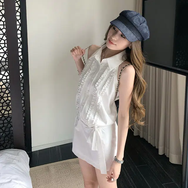 格子苔 通勤简约舒适时尚无袖连衣裙 女款
