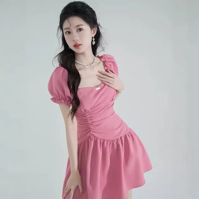 格子苔 舒适时尚简约通勤短袖连衣裙 女款