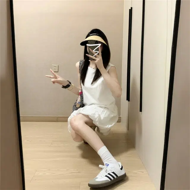 格子苔 法式花苞子小个子背心小众蓬蓬无袖连衣裙 女款