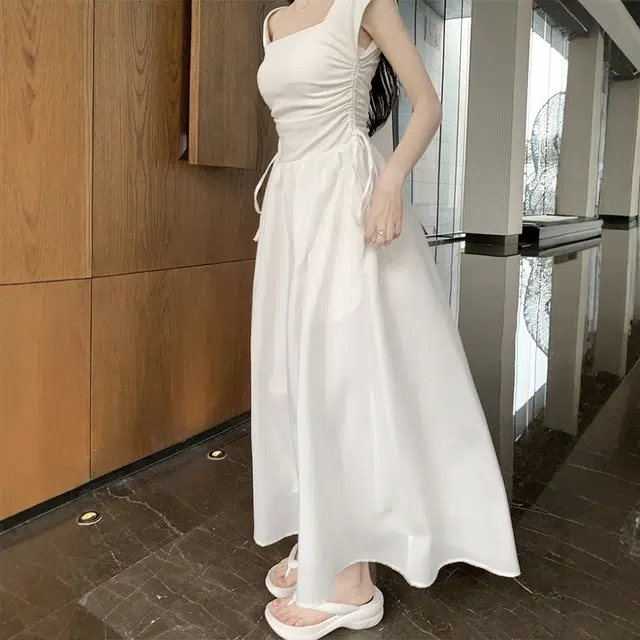 格子苔 休闲气质简约纯色短袖连衣裙 女款