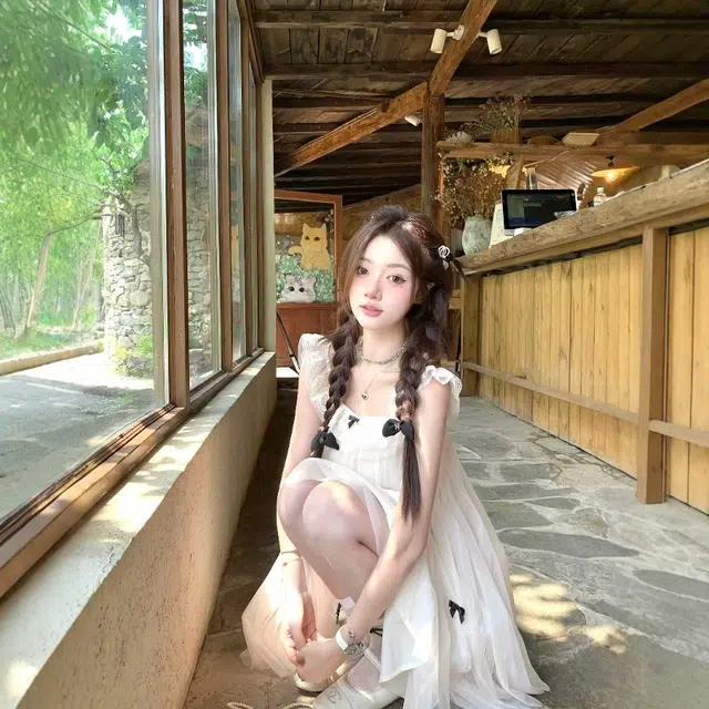 格子苔 罗曼史诗集/夏日千金仙气薄纱公主娃娃裙小个子吊带连衣裙 女款
