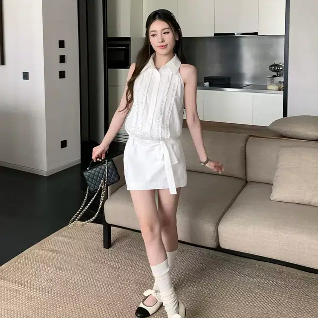 格子苔 通勤简约舒适时尚无袖连衣裙 女款