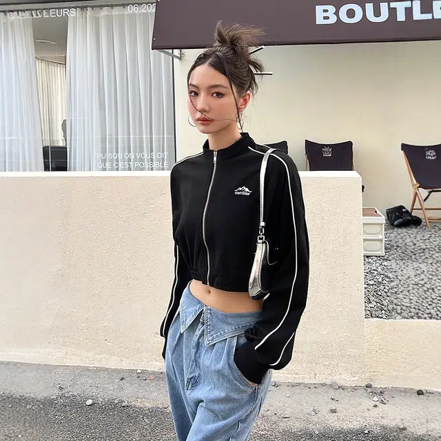 格子苔 美式学院风刺绣宽松长袖卫衣 女款