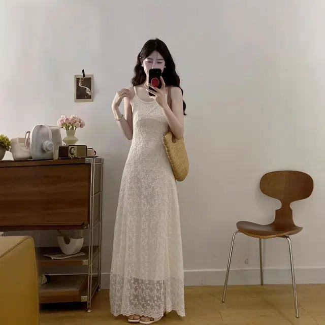 格子苔 舒适时尚通勤简约吊带连衣裙 女款