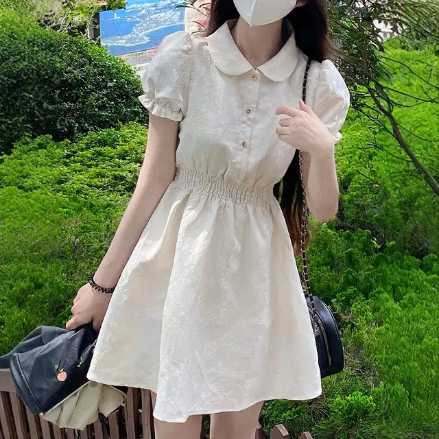 格子苔 简约舒适时尚休闲百搭短袖连衣裙 女款