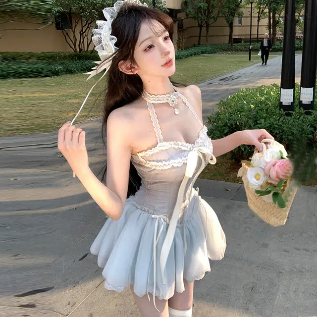 格子苔 舒适时尚通勤简约无袖连衣裙 女款